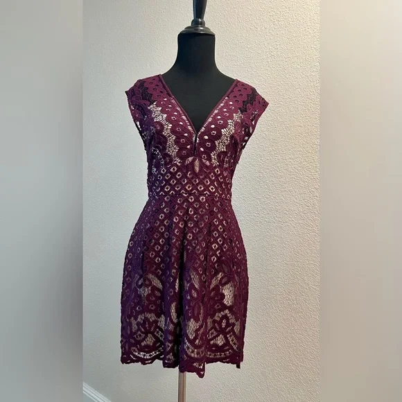 Free People One Million Lovers Mini Dress in Wine